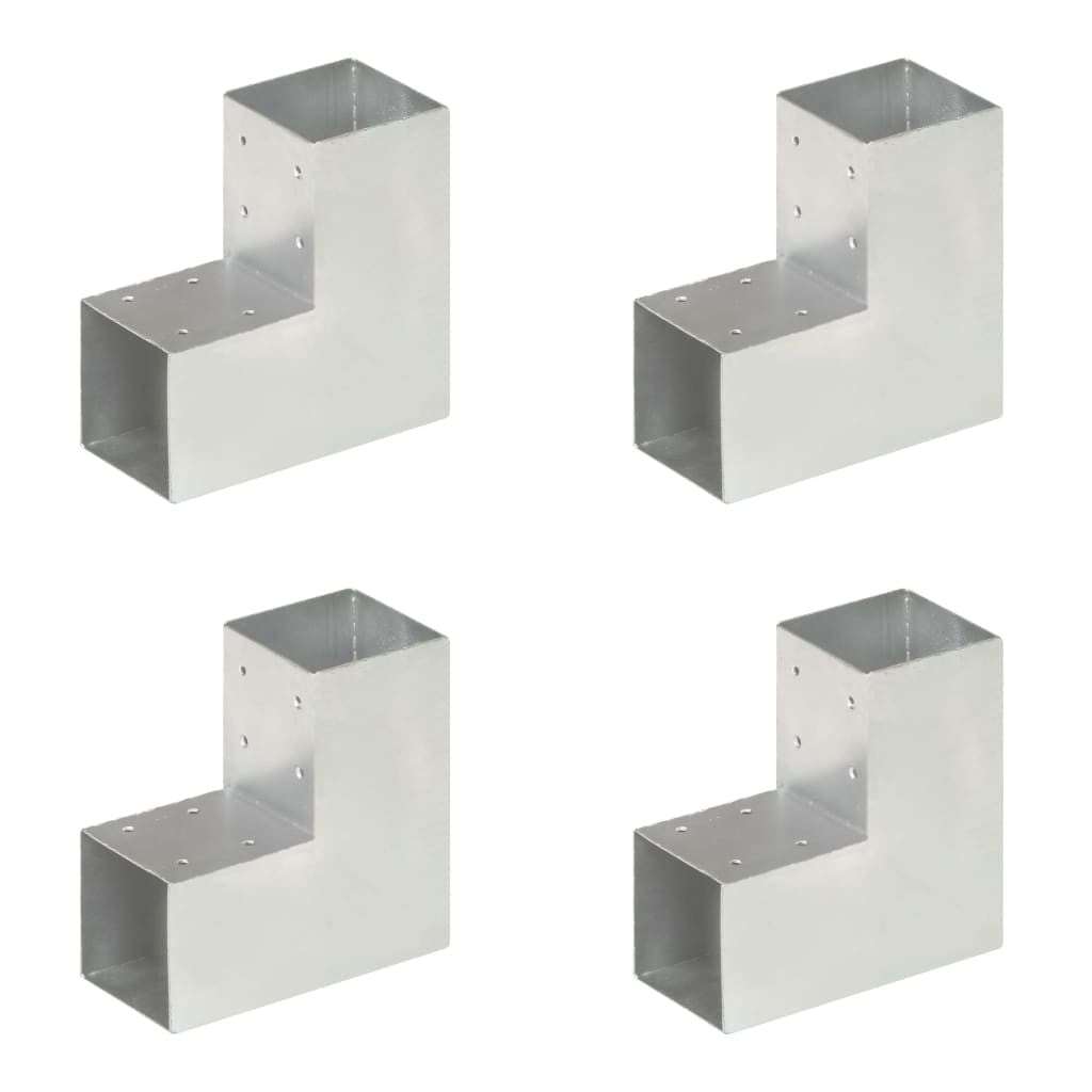 Stångkopplingar, 4 st, L-formade, galvaniserad metall, 91x91 mm