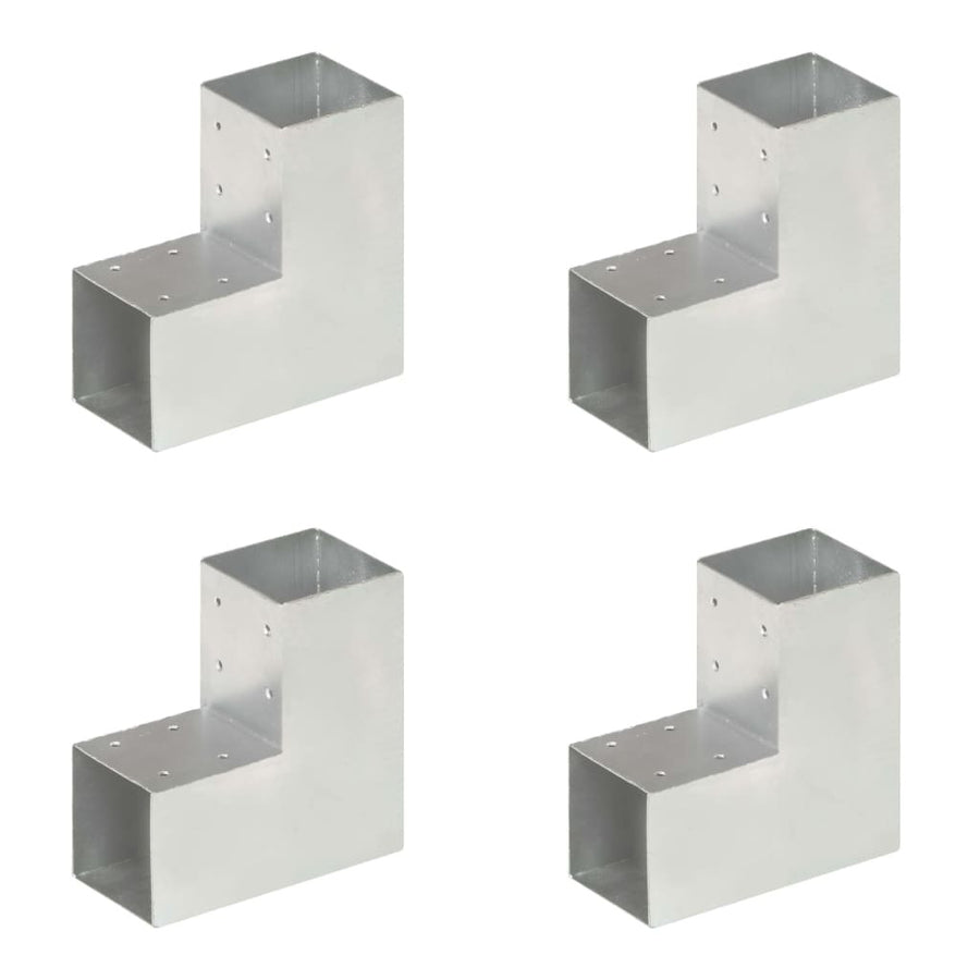 Stångkopplingar, 4 st, L-formade, galvaniserad metall, 91x91 mm