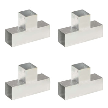 Tolppaliittimet 4 kpl T-muoto galvanoitu metalli 91x91 mm