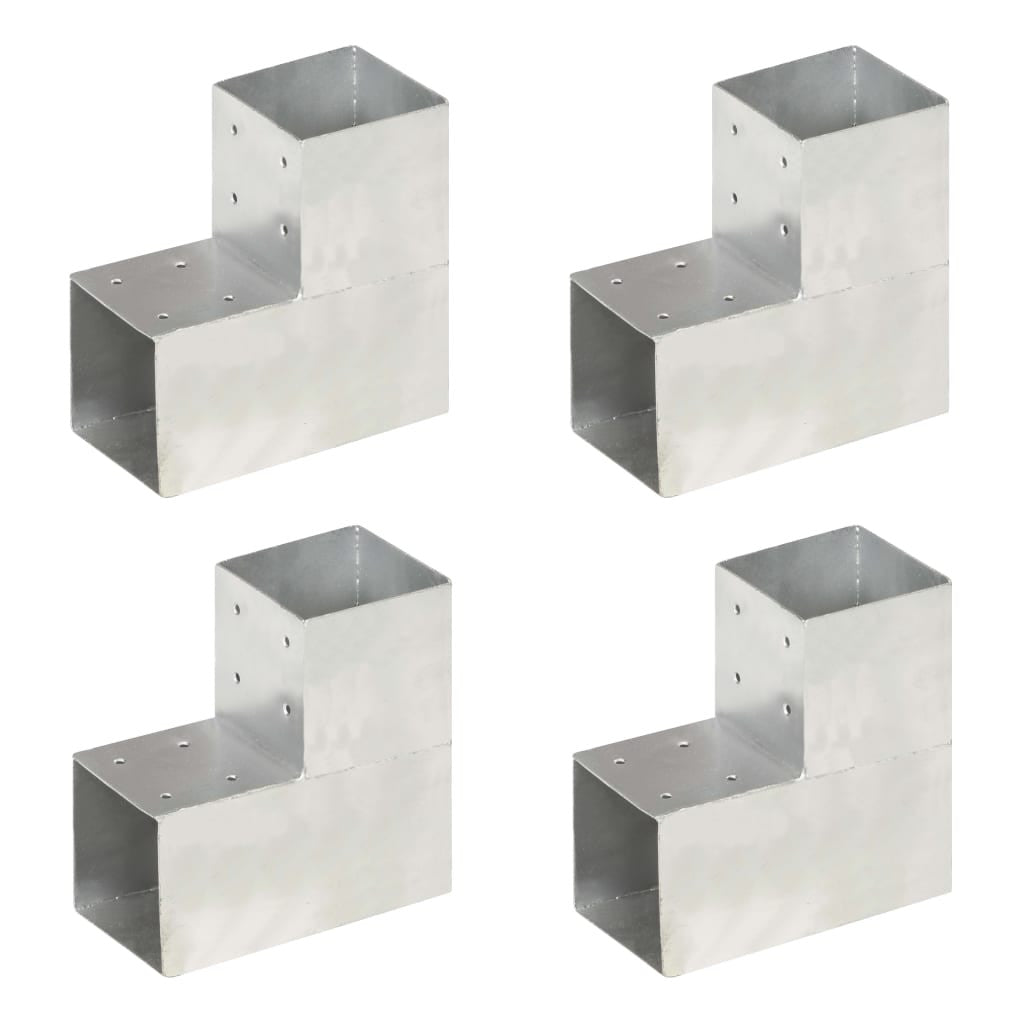 Stångkopplingar, 4 st, L-formade, galvaniserad metall, 101x101 mm