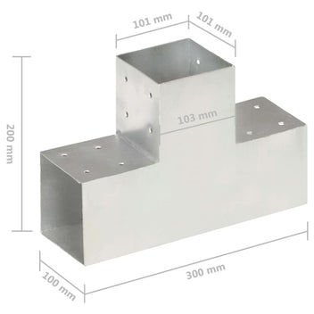Tolppaliitin T-muoto galvanoitu metalli 101x101 mm