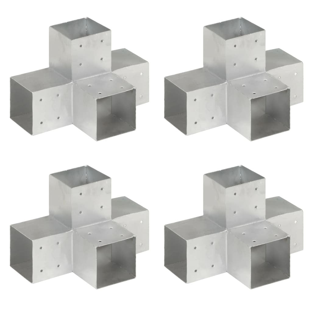 Stångkopplingar, 4 st, X-formade, galvaniserad metall, 101x101 mm