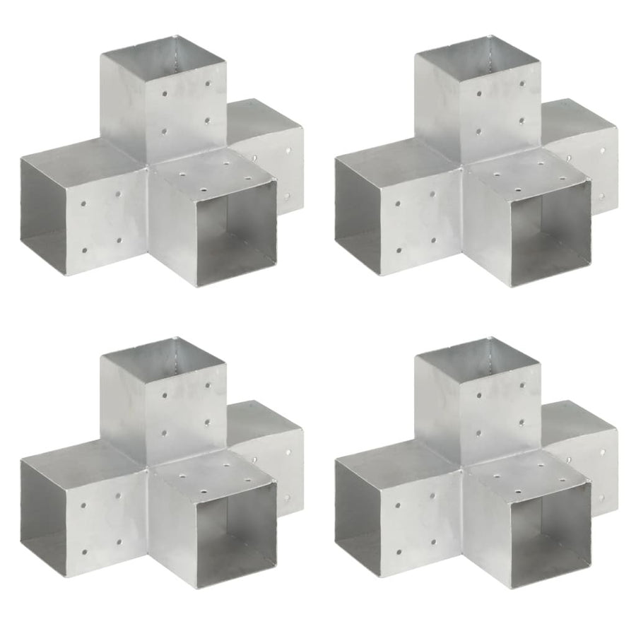Tolppaliittimet 4 kpl X-muoto galvanoitu metalli 101x101 mm