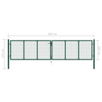 Puutarhan verkkoportti teräs 400 cm vihreä, 3 eri korkeutta