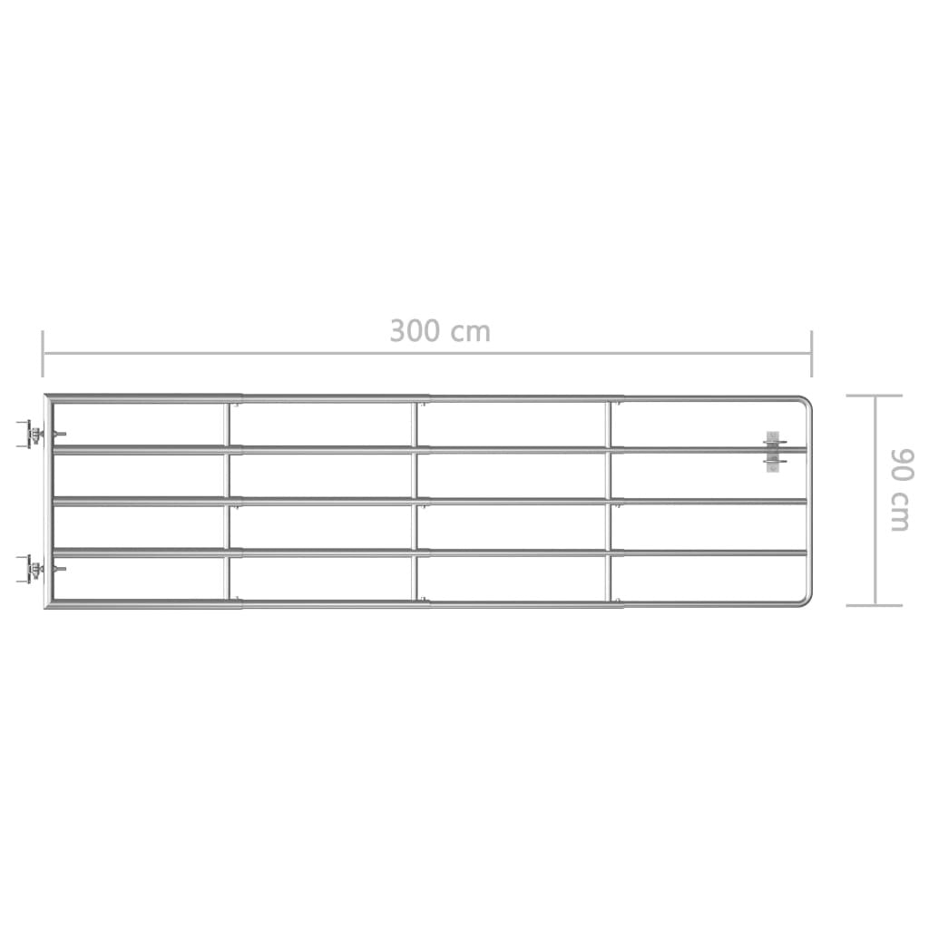 5-tankoinen peltoportti teräs (115-300)x90 cm hopea