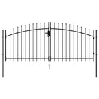 Puutarhaportti tuplaovi piikkikärjillä teräs 3x1,25 m musta