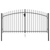 Puutarhaportti tuplaovi piikkikärjillä teräs 3x1,5 m musta
