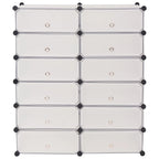 Kenkäteline 12 toisiinsa kiinnitettävällä lokerolla Valkoinen