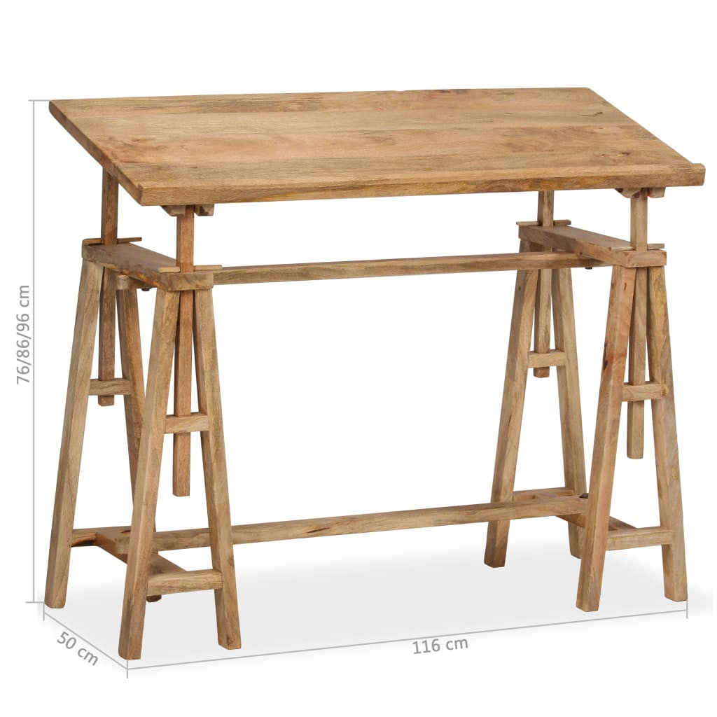 Piirustuspöytä kiinteä mangopuu 116x50x76 cm