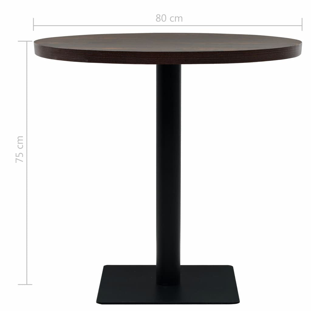 Bistropöytä MDF ja teräs pyöreä 80x75 cm tumma tuhka