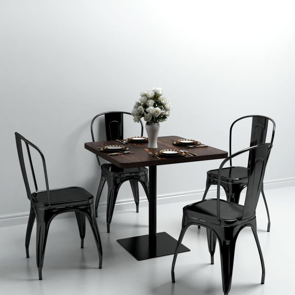 Bistrobord MDF och stål, fyrkantigt, 80x80x75 cm, mörk ask