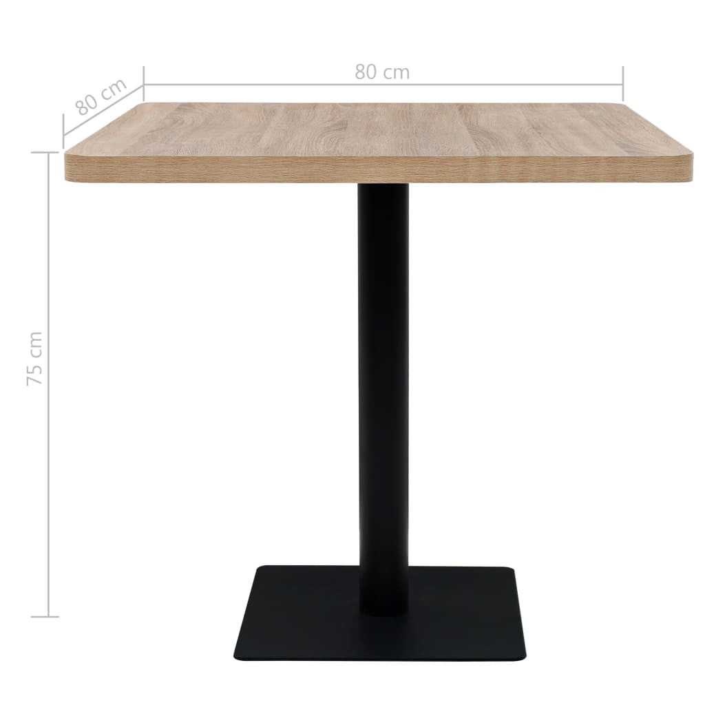 Bistropöytä MDF ja teräs neliö 80x80x75 cm tammenvärinen