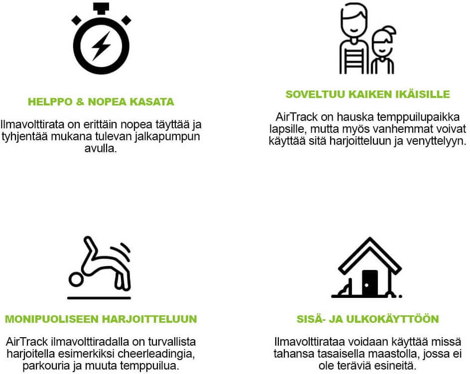 Air Track ilmavolttirata 5 x 1m, Pinkki