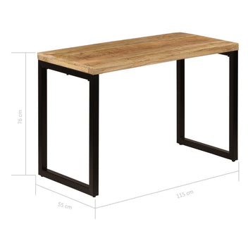 Ruokapöytä 115x55x76 cm täysi mangopuu ja teräs