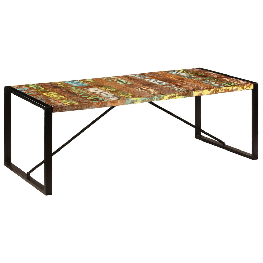 Ruokapöytä 220x100x75 cm kiinteä kierrätetty puu