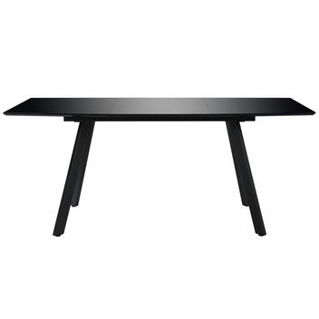 Ruokapöytä korkeakiiltoinen musta 180x90x76 cm MDF