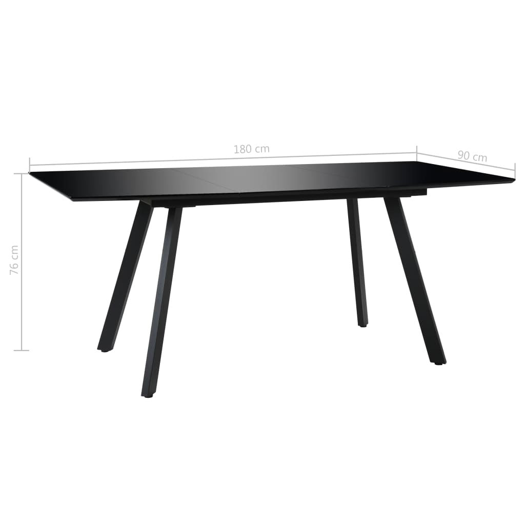 Ruokapöytä korkeakiiltoinen musta 180x90x76 cm MDF