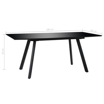 Ruokapöytä korkeakiiltoinen musta 180x90x76 cm MDF