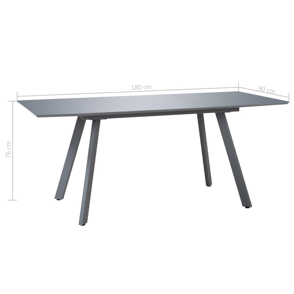 Ruokapöytä korkeakiiltoinen harmaa 180x90x76 cm MDF