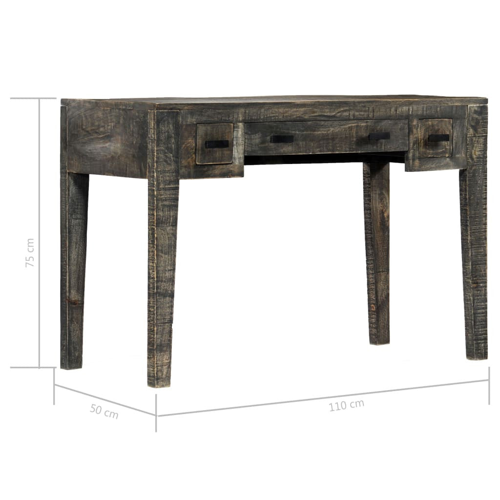 Skrivbord svart 110x50x75 cm massivt mangoträ