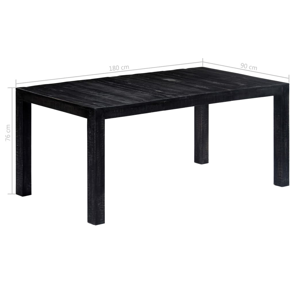 Ruokapöytä musta 180x90x76 cm täysi mangopuu