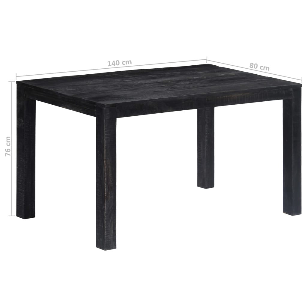 Matbord, svart, 140x80x76 cm, massivt mangoträ