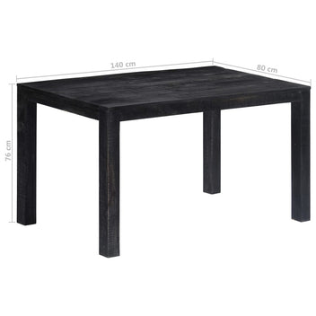 Matbord, svart, 140x80x76 cm, massivt mangoträ