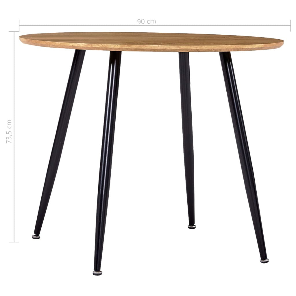 Ruokapöytä tammi ja musta 90x73,5 cm MDF