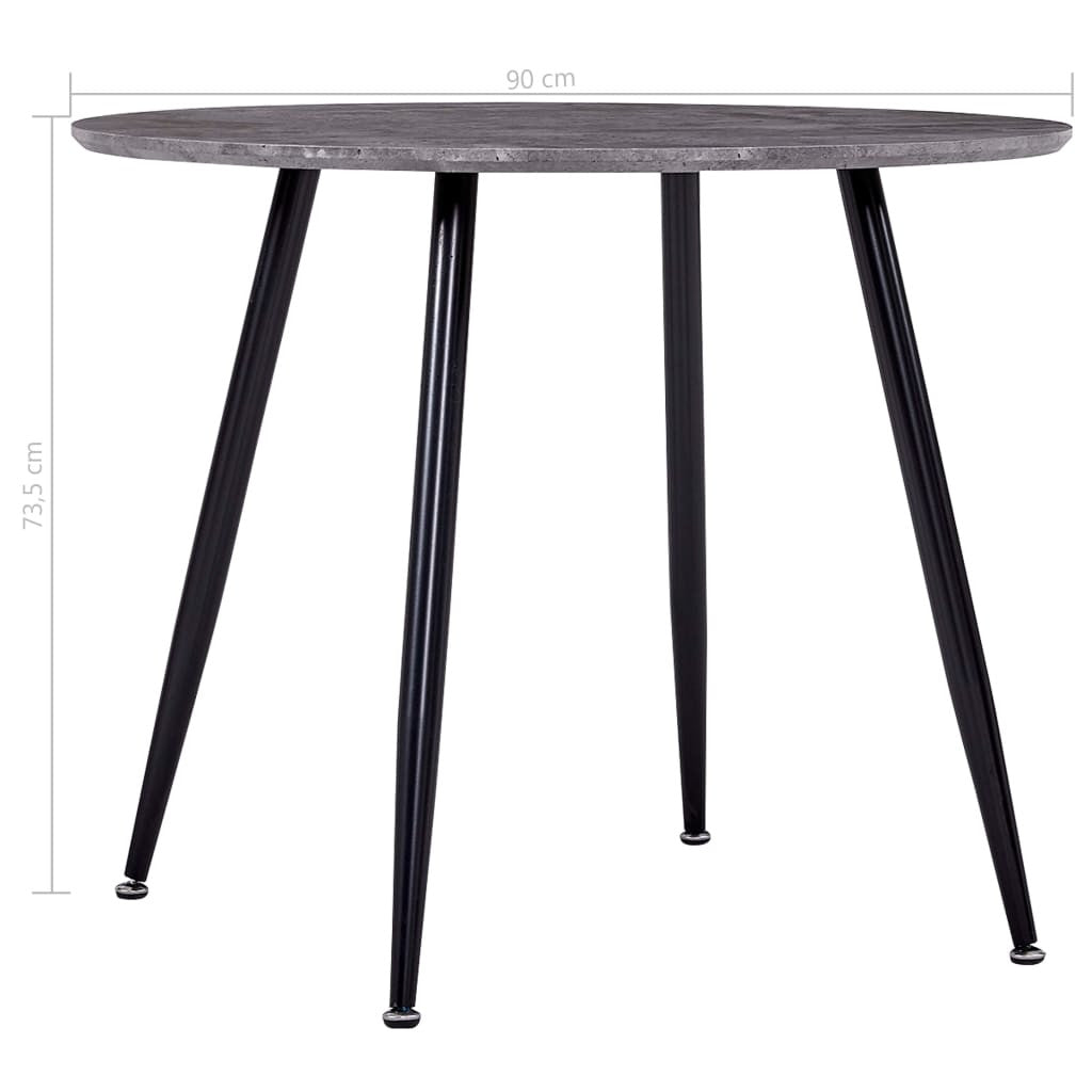 Ruokapöytä betoni ja musta 90x73,5 cm MDF