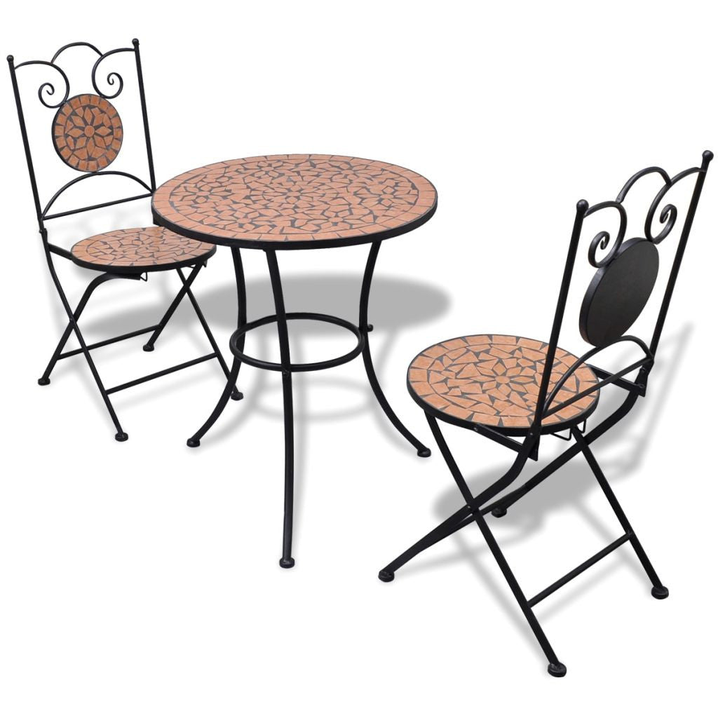 3-delat bistromöbelset mosaik terrakotta