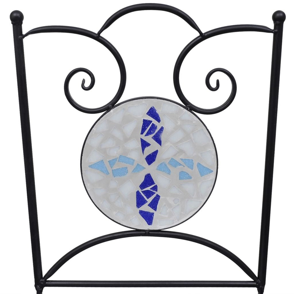 3-delat bistromöbelset, mosaikblått och vitt