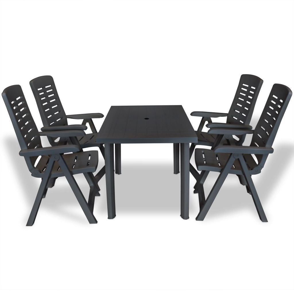 5-delat utomhusmatbordsset, plast antracit