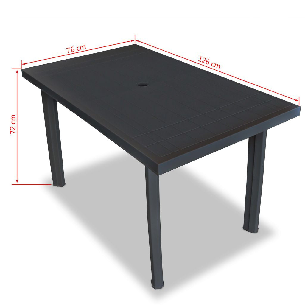 5-delat utomhusmatbordsset, plast antracit