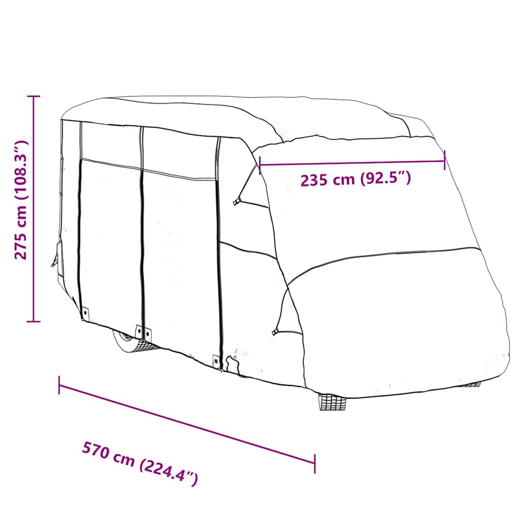 asuntoauton päälliset harmaa 570x235x275 cm kuitukangas