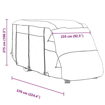 asuntoauton päälliset harmaa 570x235x275 cm kuitukangas
