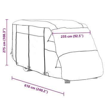 asuntoauton päälliset harmaa 610x235x275 cm kuitukangas