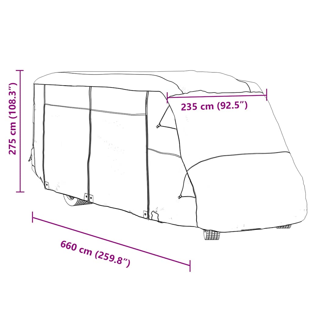 asuntoauton päälliset harmaa 660x235x275 cm kuitukangas