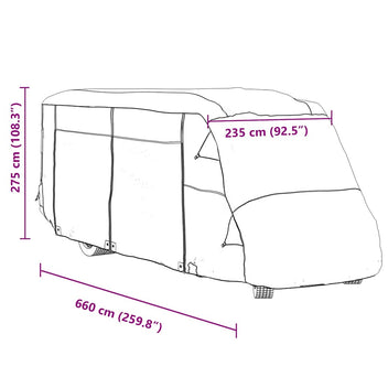 asuntoauton päälliset harmaa 660x235x275 cm kuitukangas