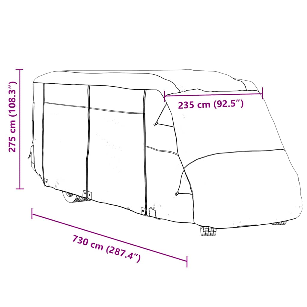 asuntoauton päälliset harmaa 730x235x275 cm kuitukangas
