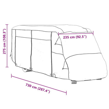 asuntoauton päälliset harmaa 730x235x275 cm kuitukangas