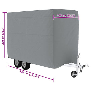 hevosperävaunun päällinen harmaa 334x148x230 cm kuitukangas