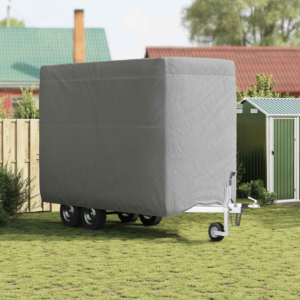 hevosperävaunun päällinen harmaa 334x148x230 cm kuitukangas