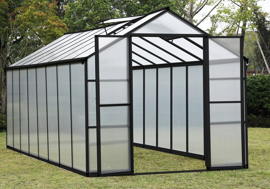 Kasvihuone 11 m² – 4 mm 800 g/m² kennolevyt, sokkeli, alumiinirunko