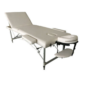 Hierontapöytä 195 x 70 cm, valkoinen – 3-vyöhykkeinen, 225 kg, alumiinirunko