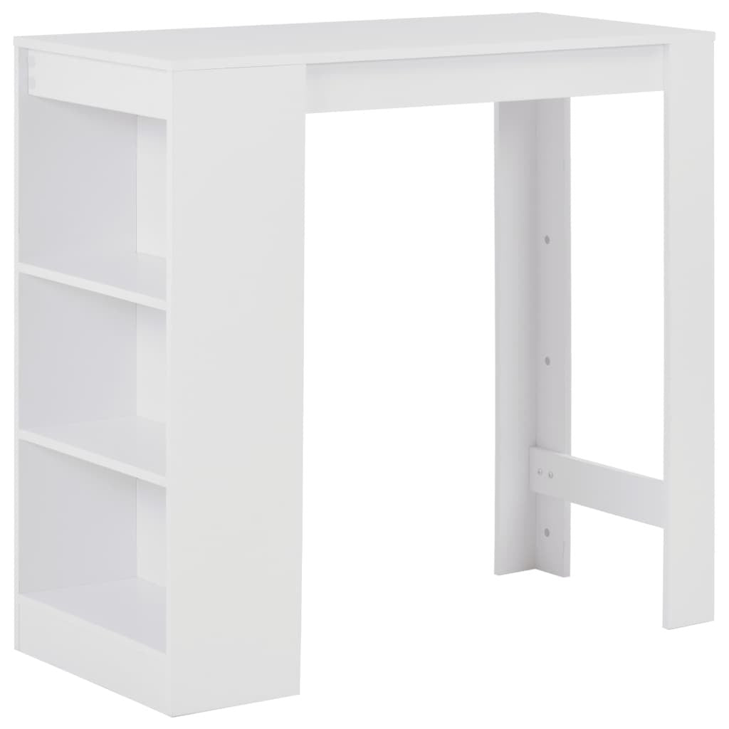 Barbord med hylla, vitt, 110x50x103 cm