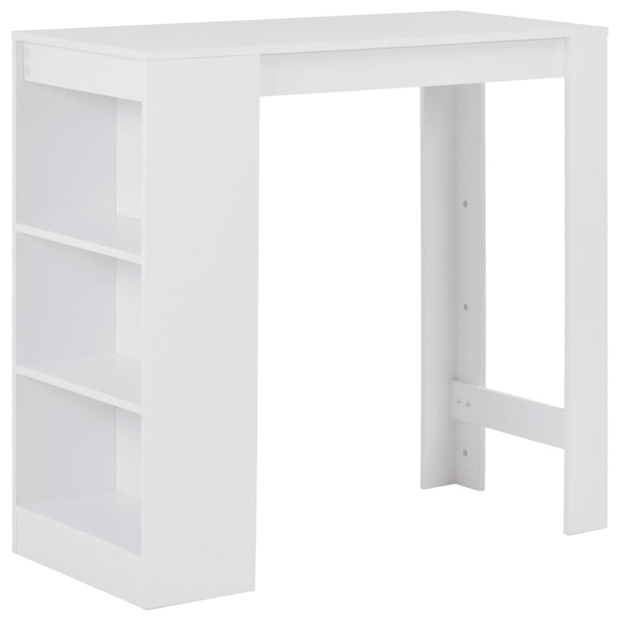Barbord med hylla, vitt, 110x50x103 cm