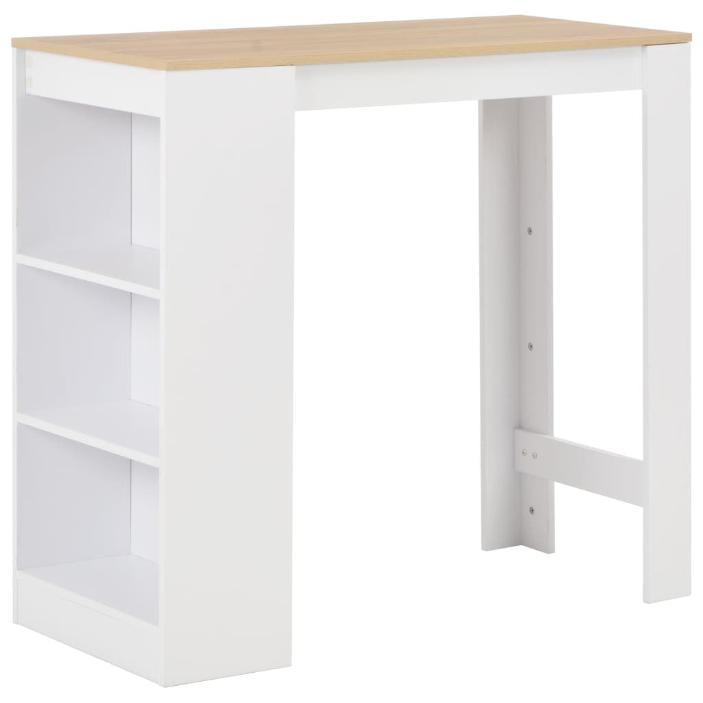 Barbord med hylla, vitt, 110x50x103 cm