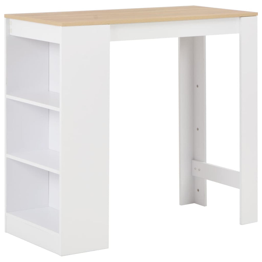 Barbord med hylla, vitt, 110x50x103 cm