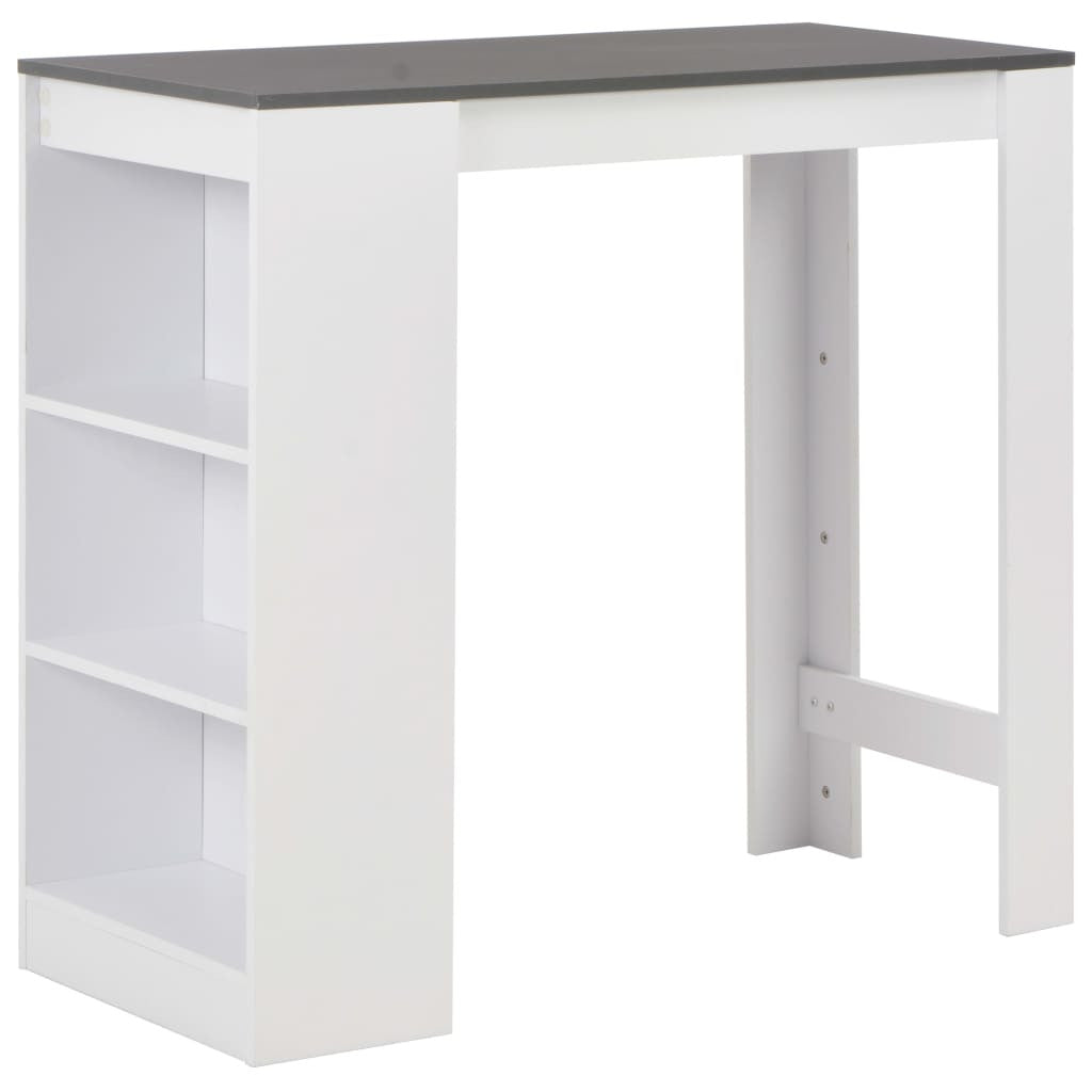 Barbord med hylla, vitt, 110x50x103 cm