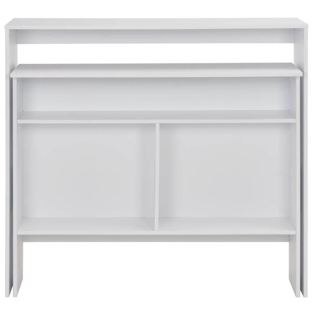 Baaripöytä kahdella pöytätasolla valkoinen 130x40x120 cm